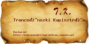 Trencsánszki Kapisztrán névjegykártya